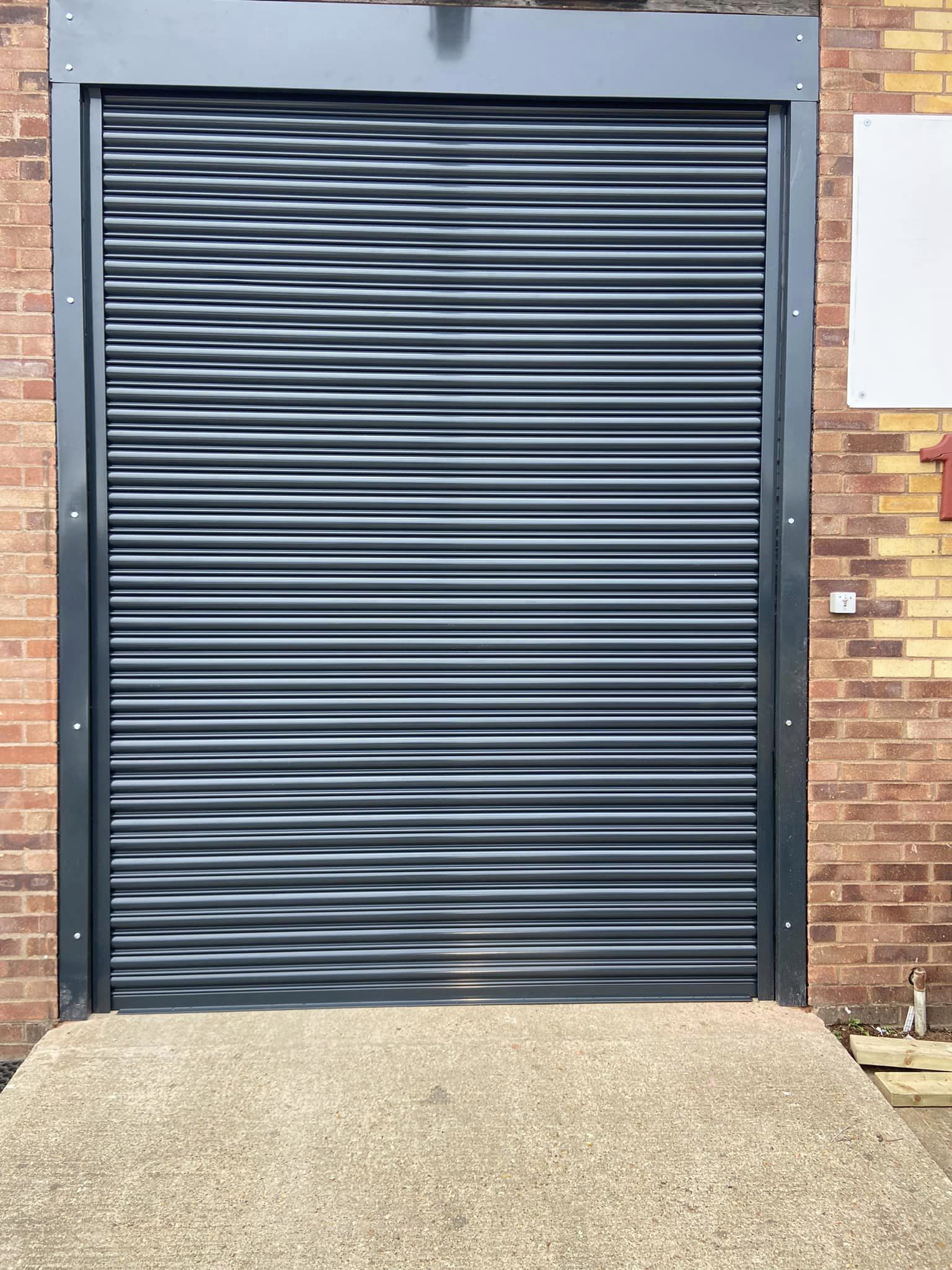 A newly installed, modern roller shutter